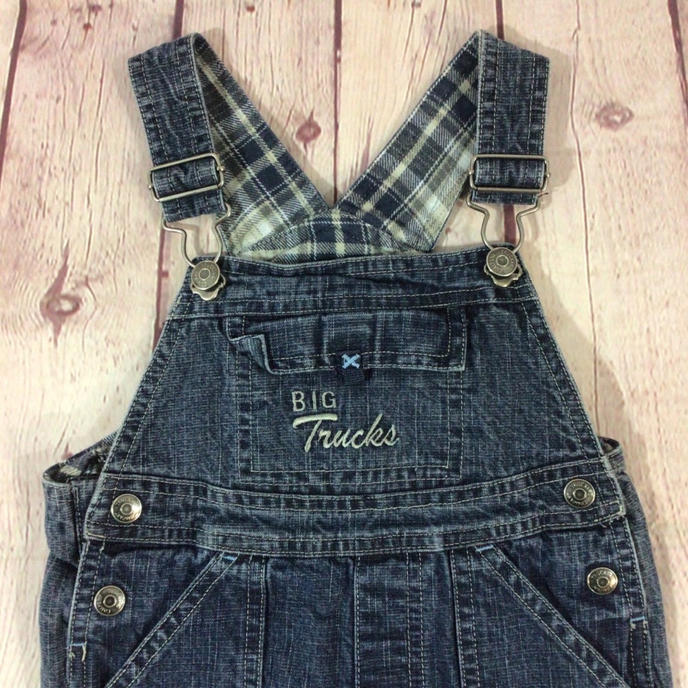 Koala Kids Big Trucks Blue Denim Jean Overalls - Picture 2 of 8